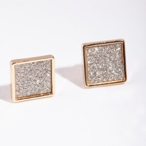 Glitter Paper Inlay Square Earrings