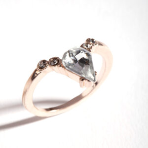 Rose Crystal V-Shaped Ring
