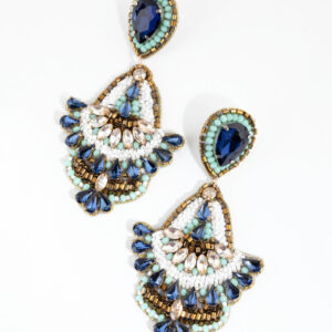 Green Beaded Chandelier Earrings