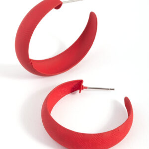 Matte Red Hoop Earrings
