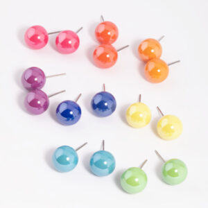 Colourful Ball Stud Earring 8-Pack