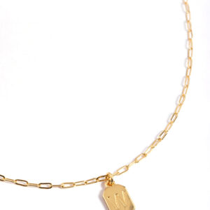 Letter W Rectangle Pendant Initial Necklace