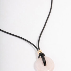 Rose Quartz Donut Cord Necklace