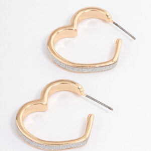 Glitter Heart Hoop Earrings