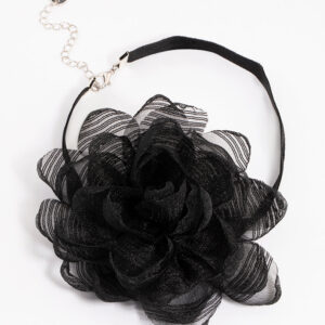 Black Fabric Small Rose Decor Choker