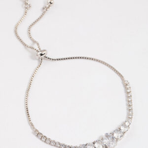 Rhodium  Large Oval Toggle Tennis Bangle