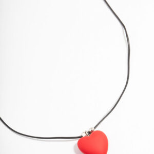 Rhodium Heart Beaded Necklace