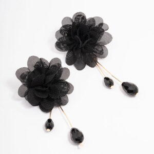 Black Layered Flower Earrings