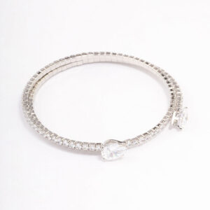 Rhodium Double Pointed  Bangle