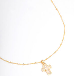 Cubic Zirconia Cross Ball Necklace