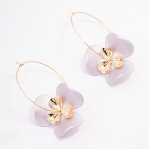 Large Flower Wire Hoop Earrings