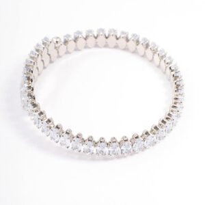 Rhodium  Stone Wrist Cuff