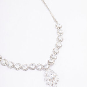 Rhodium Floral Statement  Necklace