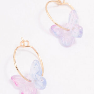 Rose Butterfly Hoop Earrings