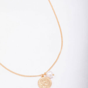 Chunky Coin & Pearl Necklace