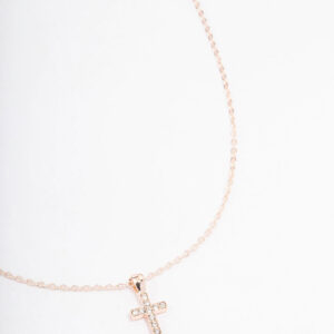 Rose Cross Short Necklace