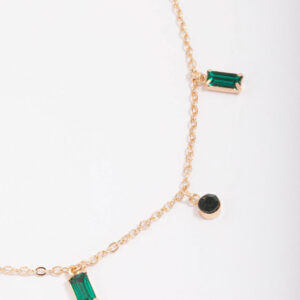 Emerald & Droplet Chain Necklace