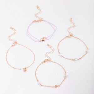 Rose Puffy Heart Bracelet 4-Pack