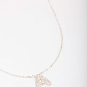 Letter A Pave Pendant Initial Necklace