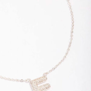 Letter E Pave Pendant Initial Necklace