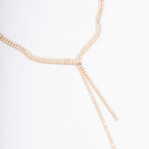 Ribbon Cubic Zirconia Lariat Necklace