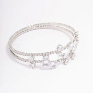 Rhodium  Leaf Layered Bangle