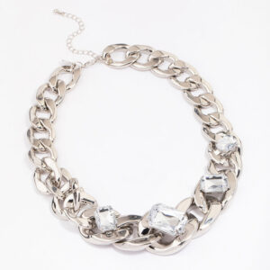 Rhodium Chunky Short Chain Necklace