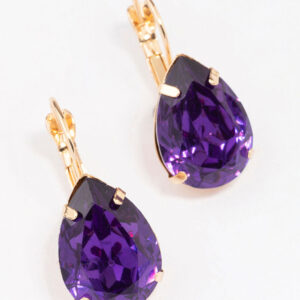 Purple Pear Crystal Earrings