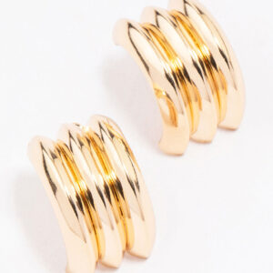 Ribbed Barrel Stud Earrings