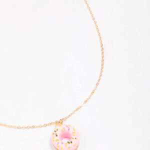 & Pink Donut Pendant Necklace
