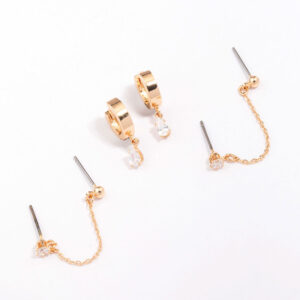 Chain Stud & Hoop Earring 3-Pack
