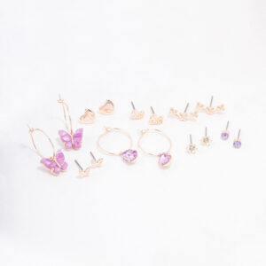 Rose Heart & Butterfly Earring 8-Pack