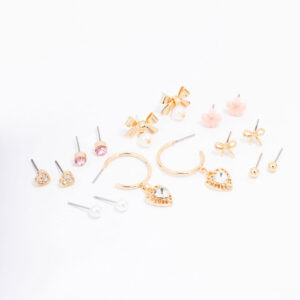 Bow Flower & Pearl Earring 8-Pack