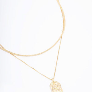 Hammered Rectangular Layered Necklace