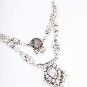 Antique Metal Fringe Layered Necklace