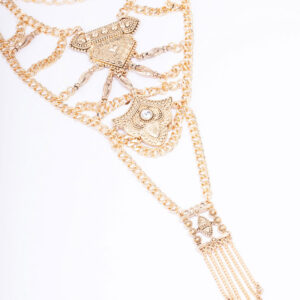 Elaborate Detailed Chain Statement Necklace