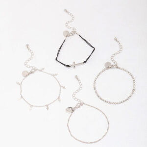 Rhodium Mini Cross Bracelet 4-Pack