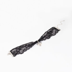 Rhodium Lace Heart Choker Necklace