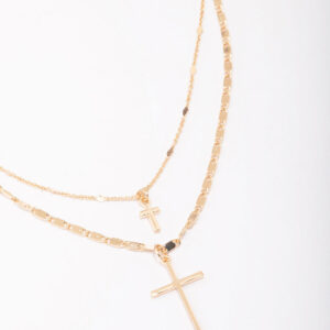Double Cross Layered Necklace
