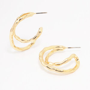 Textured Cross Over Hoop Earrings