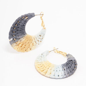 Ombre Woven Crescent Hoop Earrings