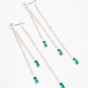 Triple Row Emerald Drop Earrings