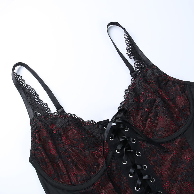 Aesthetic goth red lace camisole - Image 8
