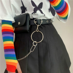Grunge gothic heart buckle chain purse belt